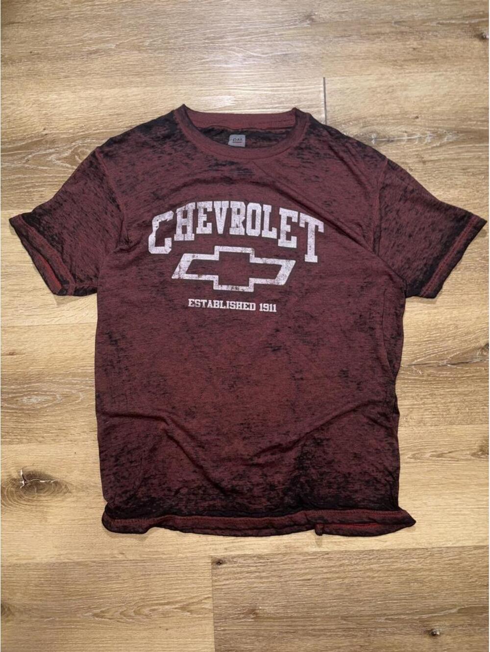 Chevrolet Men’s Medium Red Black Burnout Graphic T-Shirt